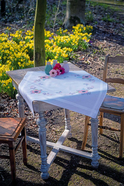 Vervaco Cross Stitch Kit - Pastel Flowers Tablecloth