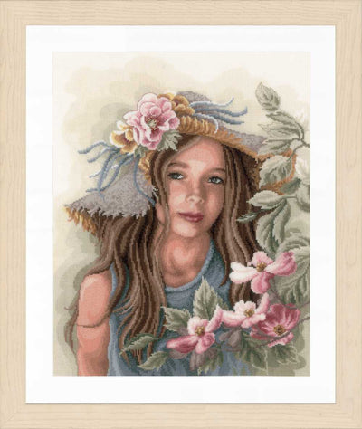 Little Girl with Hat (Evenweave) Counted Cross Stitch Kit Lanarte