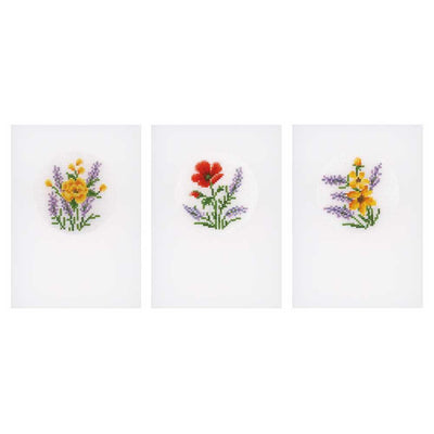 Flowers and Lavender: Set of 3 Cards Cross Stitch Kit by Vervaco