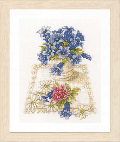 Blue Flowers (Evenweave) Counted Cross Stitch Kit Lanarte