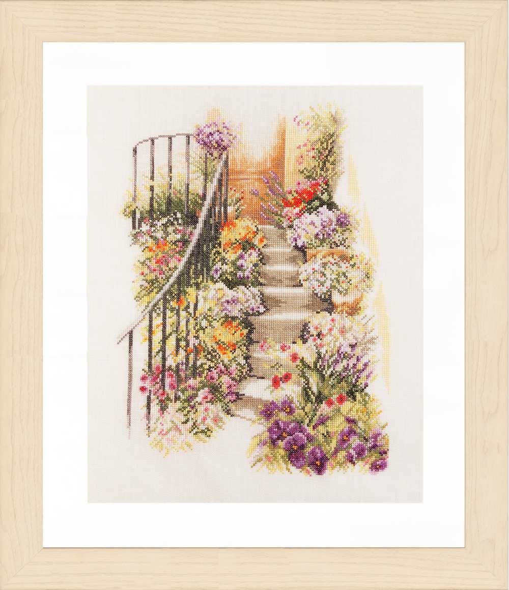 Flower Stairs Counted Cross Stitch Kit Lanarte