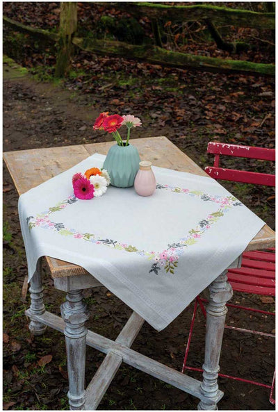 Flowers & Leaves  Tablecloth Embroidery Kit - Vervaco