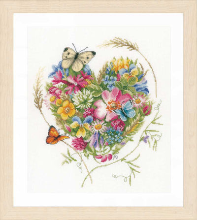 Heart of Flowers (Evenweave) Counted Cross Stitch Kit  Lanarte