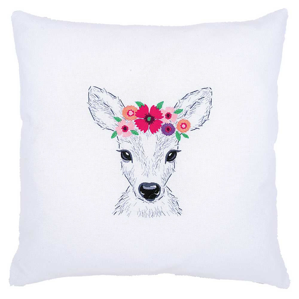 Deer with Flowers Embroidery Kit Vervaco