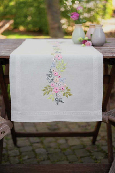 Flowers & Leaves Table Runner Cross Stitch Kit - Vervaco