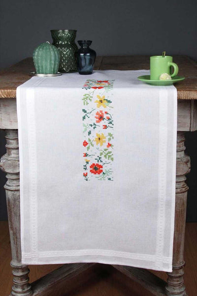 Fresh Flowers Table Runner Cross Stitch Kit - Vervaco