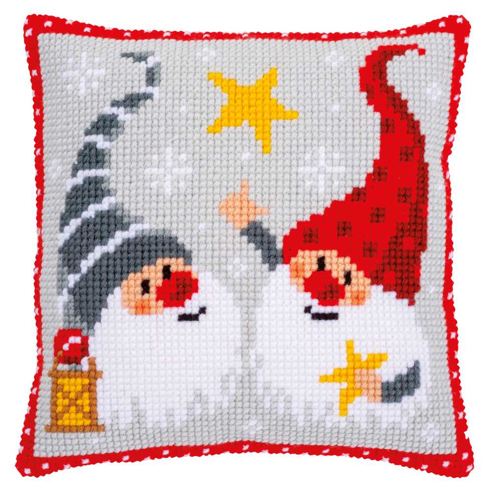 Christmas Gnomes Cross Stitch Cushion - Vervaco