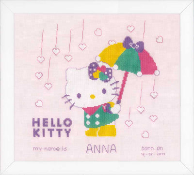 Hello Kitty A Shower of Hearts Cross Stitch Kit Vervaco