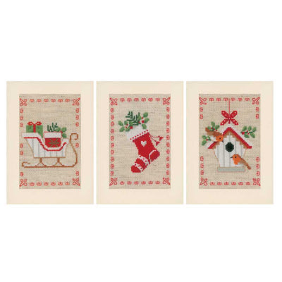 Vervaco Cross Stitch Cards Kit - Set 3 Christmas Motif