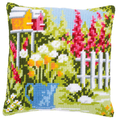 In My Garden Counted Cross Stitch Cushion Kit by Vervaco