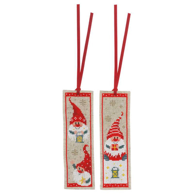 Christmas Gnomes: Set of 2 Cross Stitch Bookmarks Kit - Vervaco