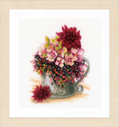 Counted Cross Stitch Kit Pink Blush Bouquet - Lanarte