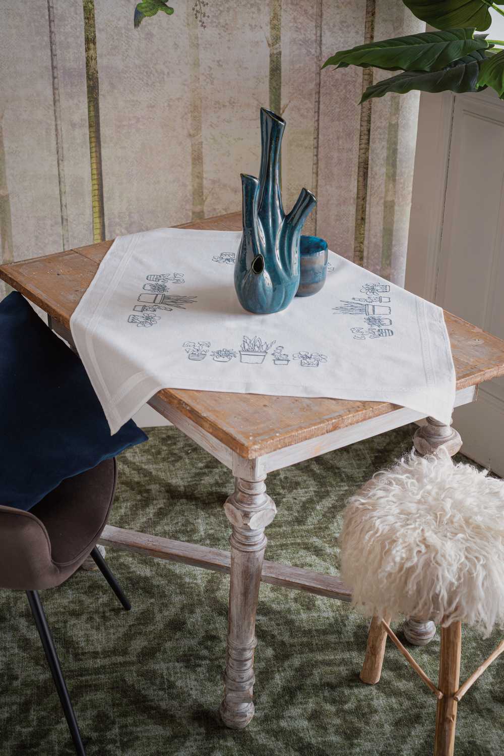 Vervaco Embroidery Tablecloth Kit - Houseplants