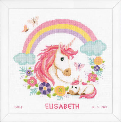 Mother and Baby Unicorn Cross Stitch Kit - Vervaco