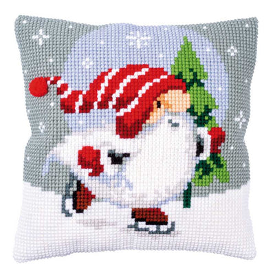 Vervaco Cross Stitch Cushion Kit -Christmas Gnome on Ice