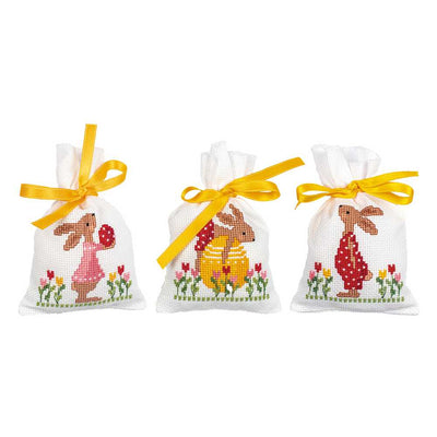 Vervaco Cross Stitch Kit - Easter Rabbits Pot Pourri/Gift Bags