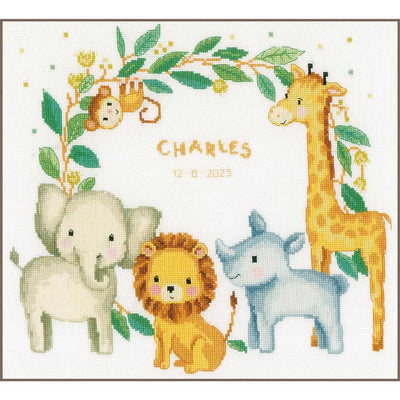Vervaco Cross Stitch Kit - Jungle Animals Birth sampler