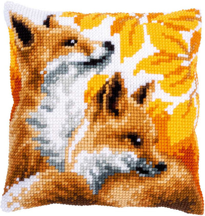 Foxes in Autumn Cross Stitch Cushion Kit - Vervaco
