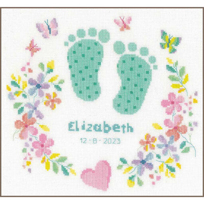Vervaco Cross Stitch Kit - Baby Feet Birth Sampler