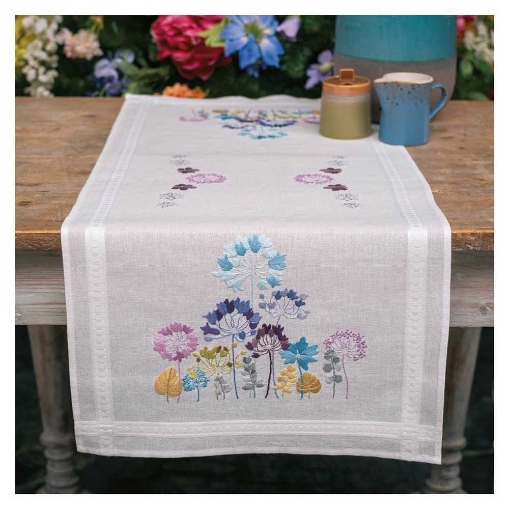 Vervaco Embroidery Kit - Allium inBlue and Purple Table Runner