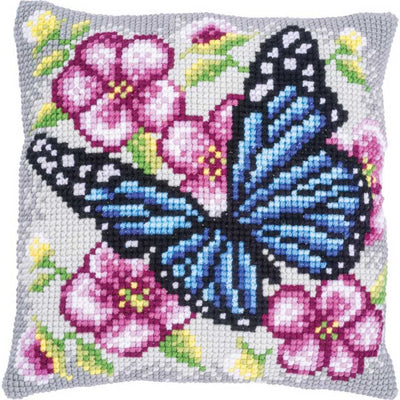 Vervaco Cross Stitch Kit - Butterfly Among Flowers Cushion