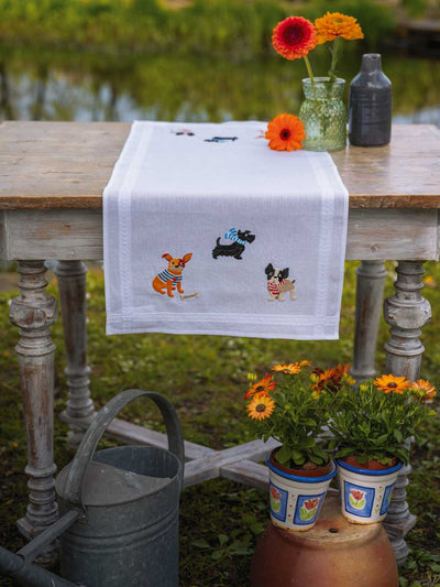Doggies Table Runner Embroidery Kit - Vervaco