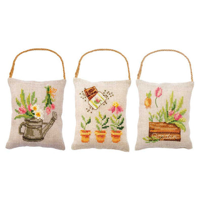 Vervaco Cross Stitch Kit - Garden Pot Pourri Bags/ Decorations