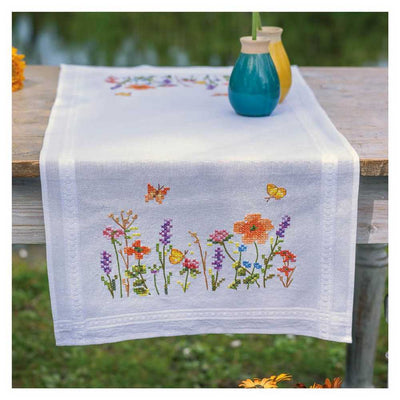 Vervaco Embroidery Kit - Lavender and Field Flowers Table Runner