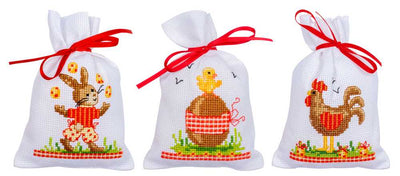 Vervaco Cross Stitch Kit - Easter Animals Gift Bags Set of 3