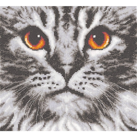 Cat in Close-Up Cross Stitch Kit Vervaco
