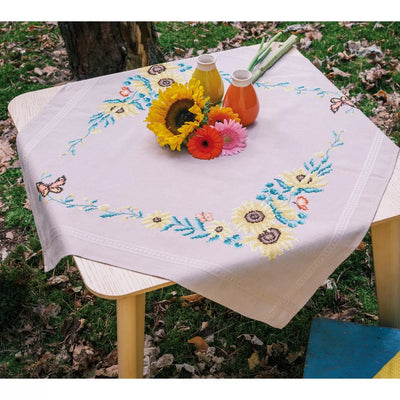 Sunflowers Tablecloth Cross Stitch Kit ~ Vervaco
