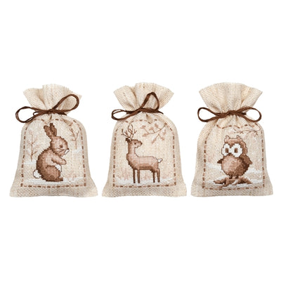 Winter Animals Bags Set 3 Cross Stitch Kit Vervaco