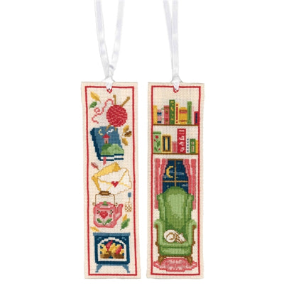 Cosy Reading Set 2 Bookmarks Cross Stitch Kit Vervaco