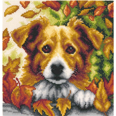 Dog in Autumn Cross Stitch Kit Vervaco