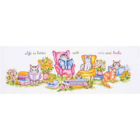 Kittens and Books Cross Stitch Kit Vervaco