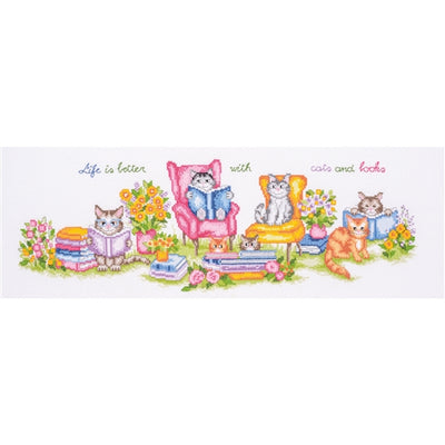 Kittens and Books Cross Stitch Kit Vervaco