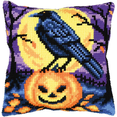 Halloween Crow Cushion Cross Stitch Kit Vervaco