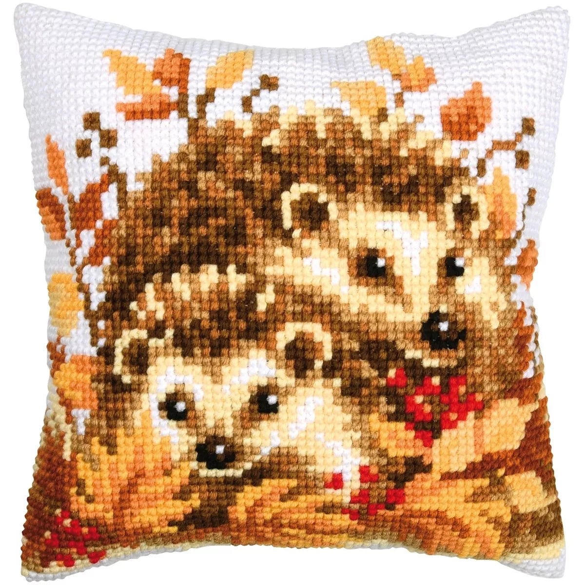 Autumn Hedgehogs Cushion Cross Stitch Kit Vervaco