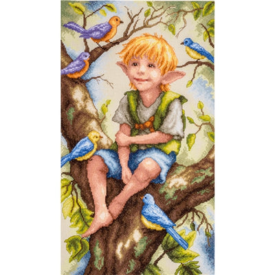 Chatter Among The Leaves Cross Stitch Kit ~ Lanarte (Evenweave)