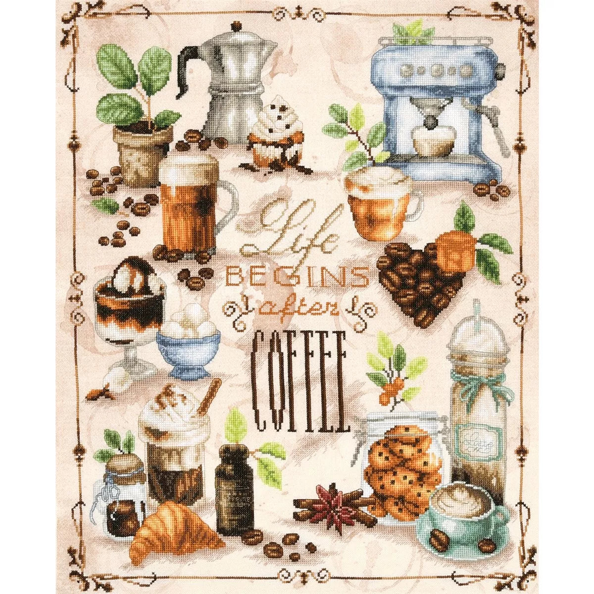 Coffee Lover's Delight Cross Stitch Kit ~ Lanarte