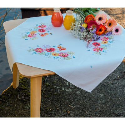 Poppies & Wildflowers Tablecloth Embroidery Kit ~ Vervaco