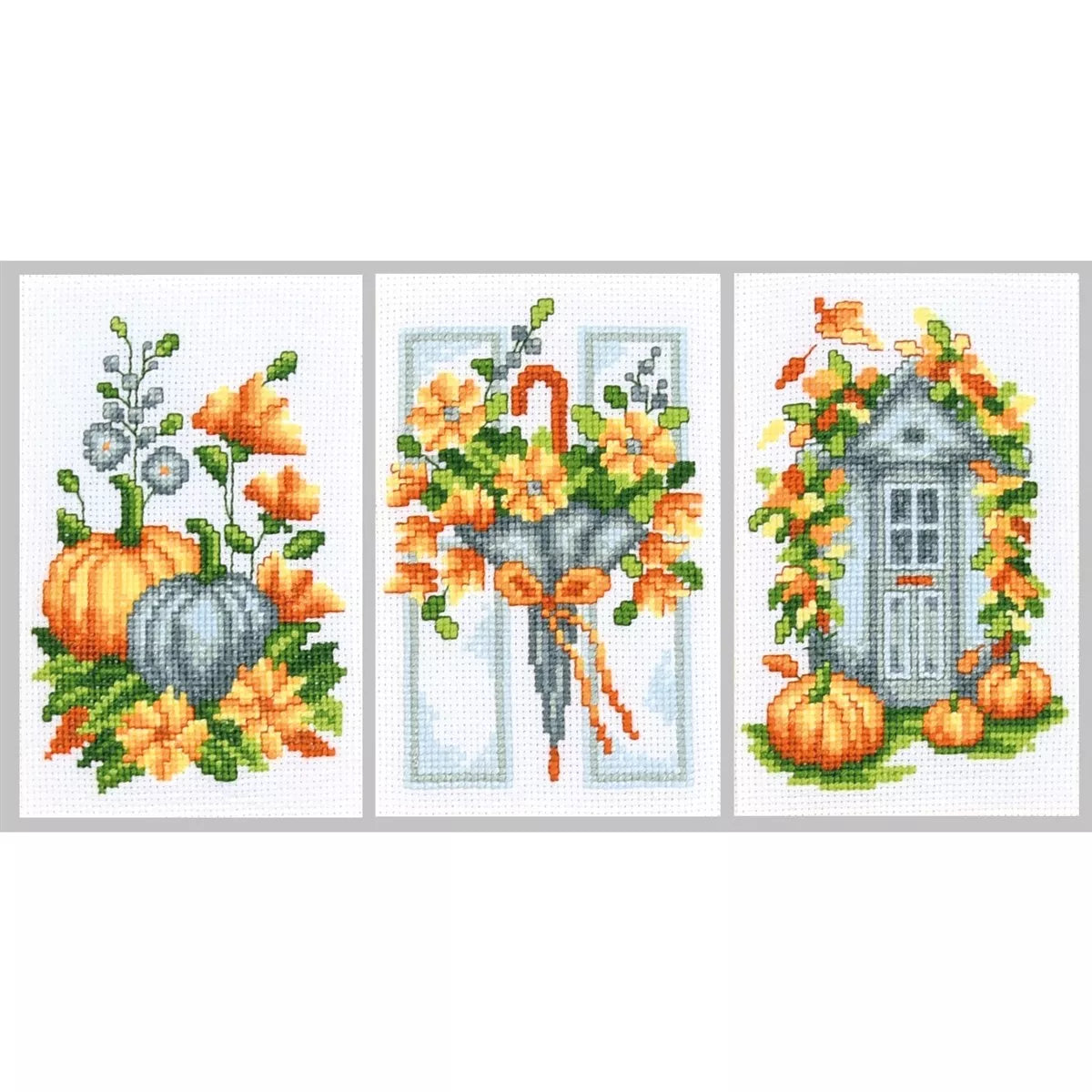 Autumn Miniatures Set of 3 Cross Stitch Kit Vervaco