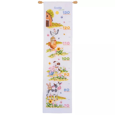 Farm Animals Height Chart Cross Stitch Kit Vervaco