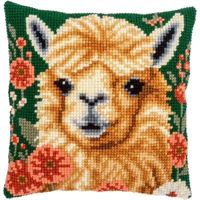 Alpaca Cushion Printed Cross Stitch Kit Vervaco