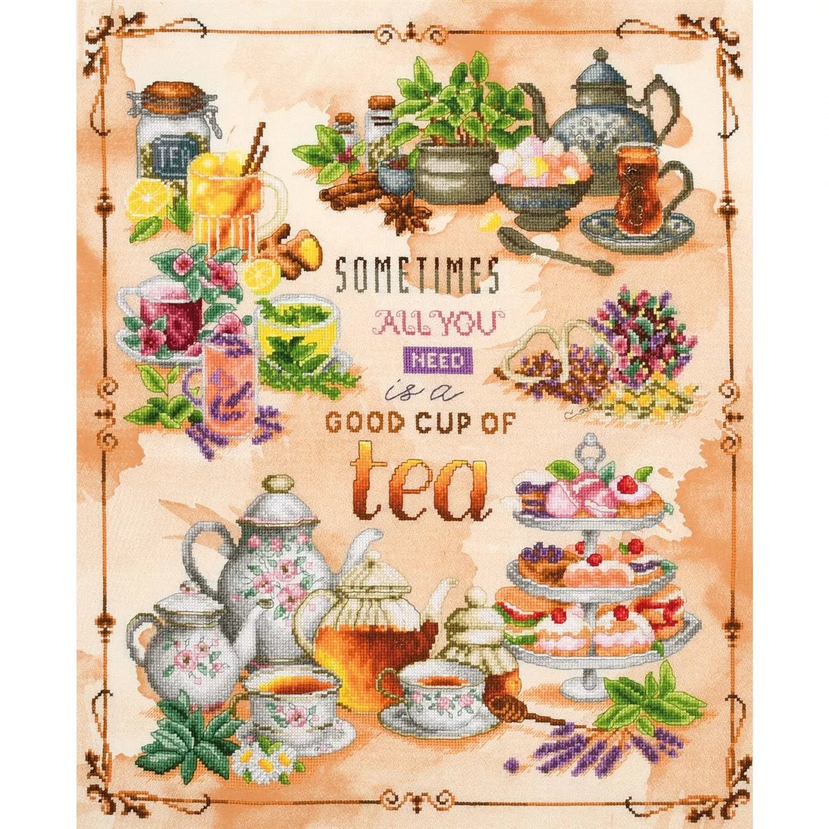 Tea Lover's Delight Cross Stitch Kit ~ Lanarte