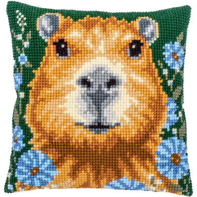 Capibara Cushion Printed Cross Stitch Kit Vervaco