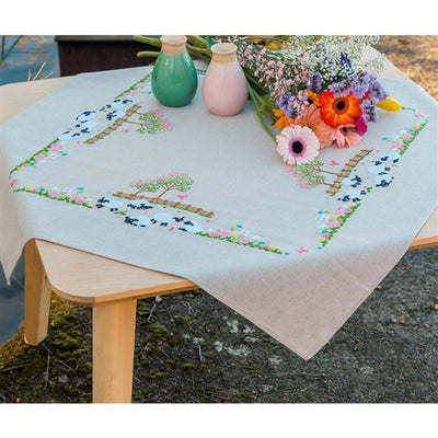 Sheep in the Meadow Tablecloth Embroidery Kit ~ Vervaco