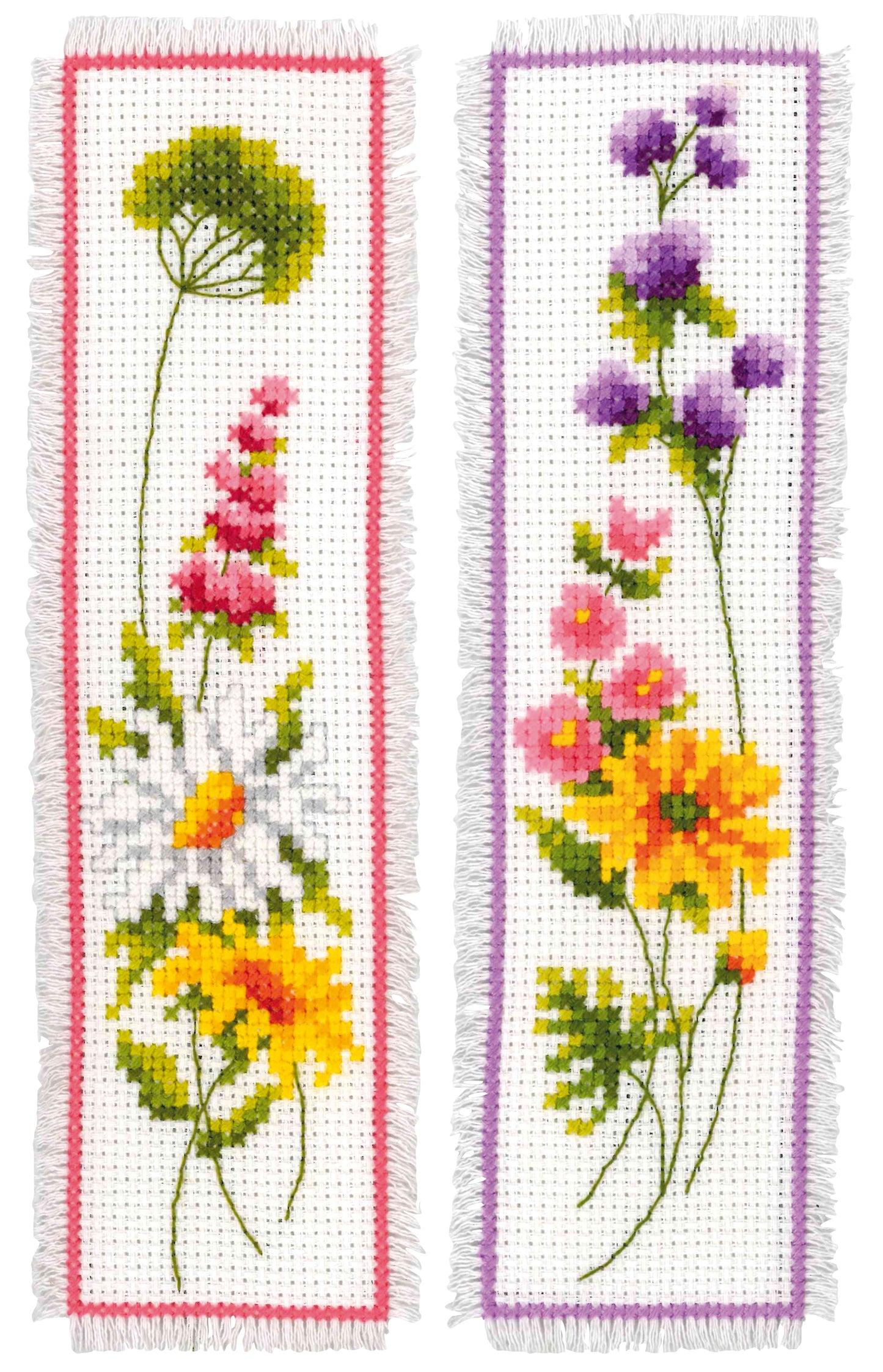 Flowers Set of 2 Cross Stitch Bookmarks Kit Vervaco