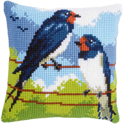 Vervaco Cushion Cross Stitch Kit - Swallows