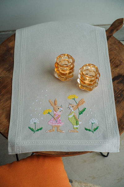 Vervaco Embroidery Kit - Easter Rabbits Table Runner